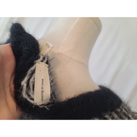 Anthropologie Sleeping On Snow Gray Black Fair Isle Bubble Sleeve Sweater Large - Picture 7 of 7